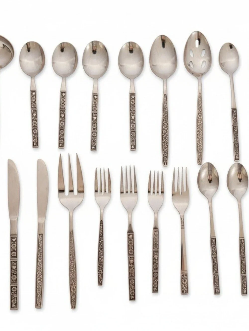 (Lot Of 20) Assorted Oneida Northland Spring Fever Stainless Steel Flatware Set.